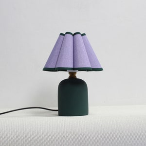 Duzy handmade scallop shape purple fabric and acrylic with dark green ceramic base lamp 58, 110-240V/50-60Hz image 4