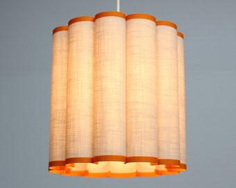 Duzy handmade khaki fabric with orange trim and acrylic pleated pendant lighting ,custom made，110-240V/50-60Hz