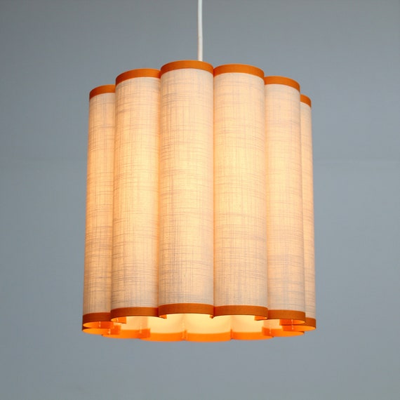 Khaki Fabric Pendant Lighting with Orange Trim: Modern Lamp-75#