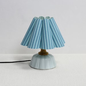 Handmade lake blue striped Fabric Table Lamp - Ceramic Base-89#