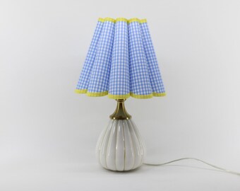 Handgemachte hellblaue Gitter-Tischlampe mit Keramikfuß für Wohnkultur - 86 #