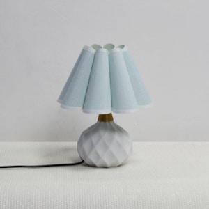 Handmade Light Blue Fabric Lampshade Ceramic Lamp: Home Decor