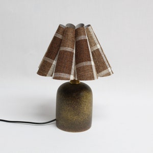 Duzy handmade brown plaid fabric and brown ceramic base lamp for home decor-87#, 110-240V/50-60Hz, Using Worldwide