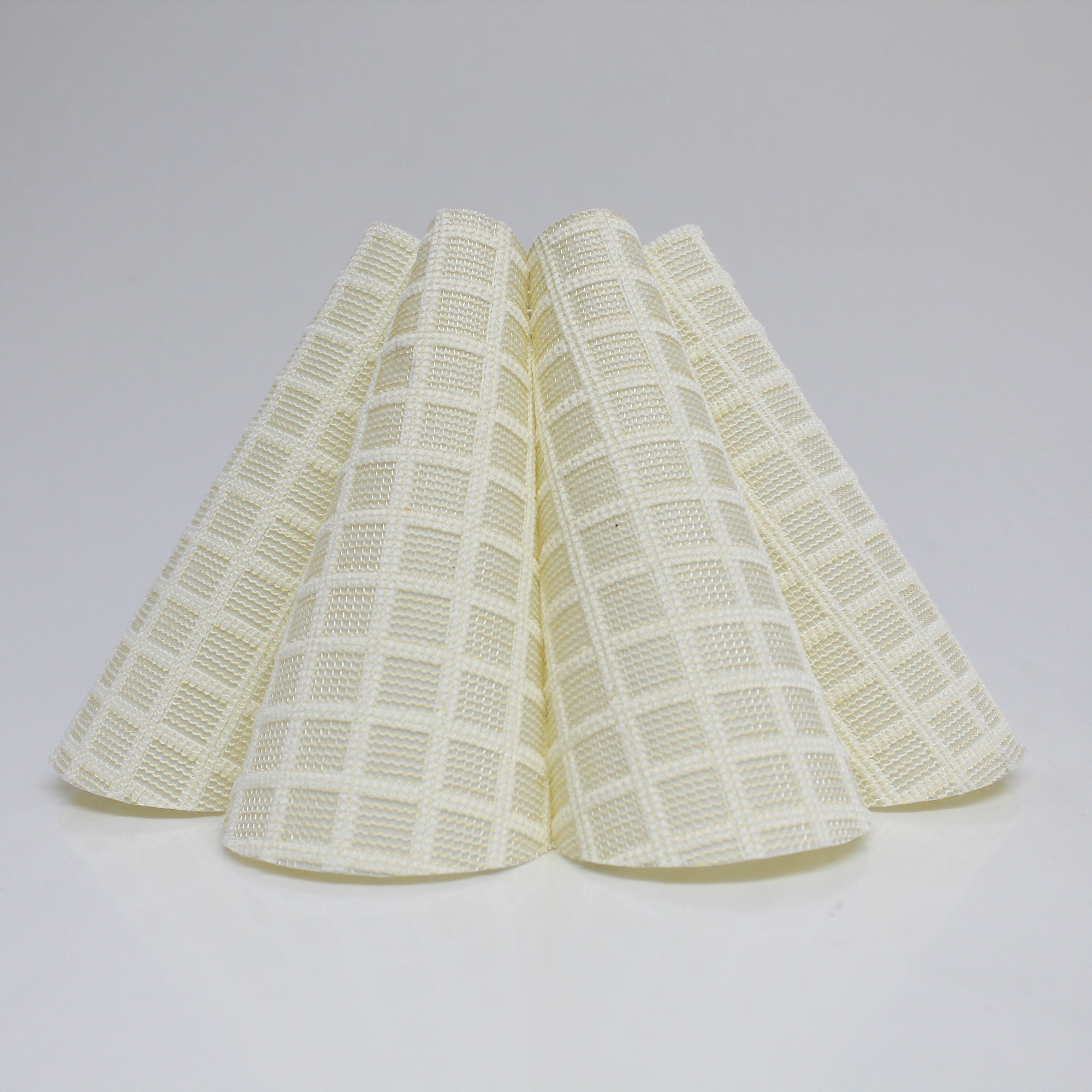 Handmade Beige Plaid Pleated Lampshade: Fabric & Acrylic Decoration
