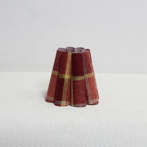 Handmade Scalloped Lampshade: Mini Red Plaid Fabric, Pleated Shade-106#