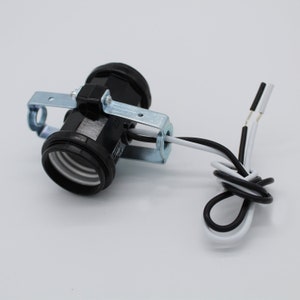 E27 Double Lamp Holder: Black Two-Way Socket with Wire