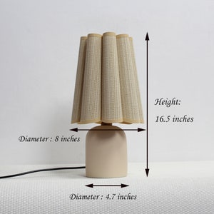 Duzy handmade khaki stripes fabric and ceramic base lamp for home decor-46, 110-240V/50-60Hz, Using Worldwide image 2