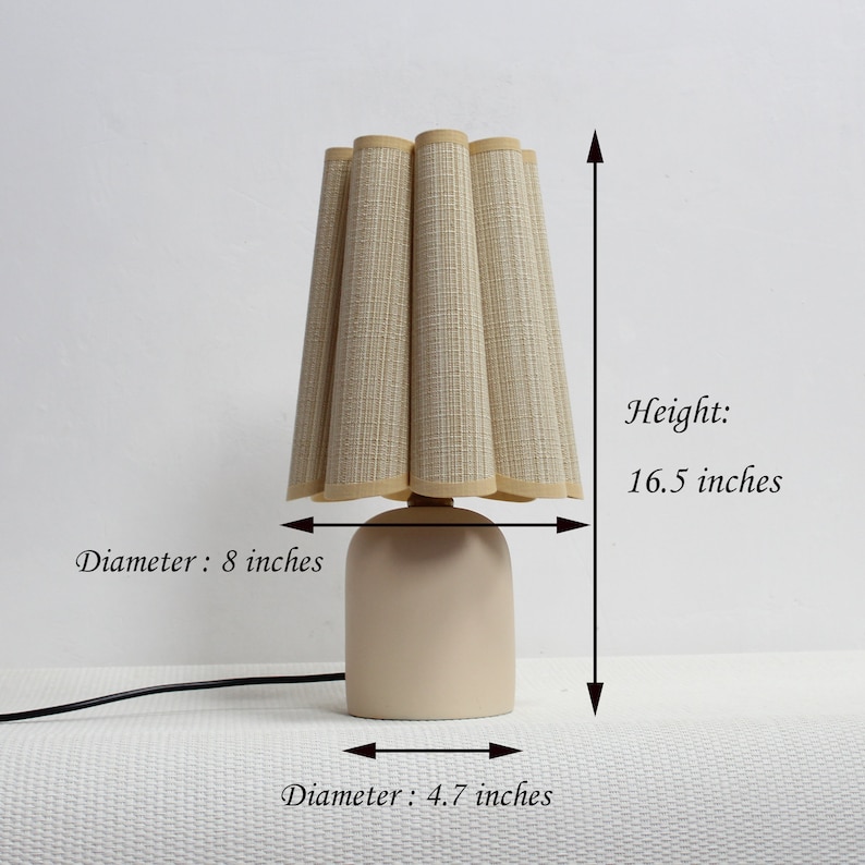Duzy handmade khaki stripes fabric and ceramic base lamp for home decor-46, 110-240V/50-60Hz, Using Worldwide image 2