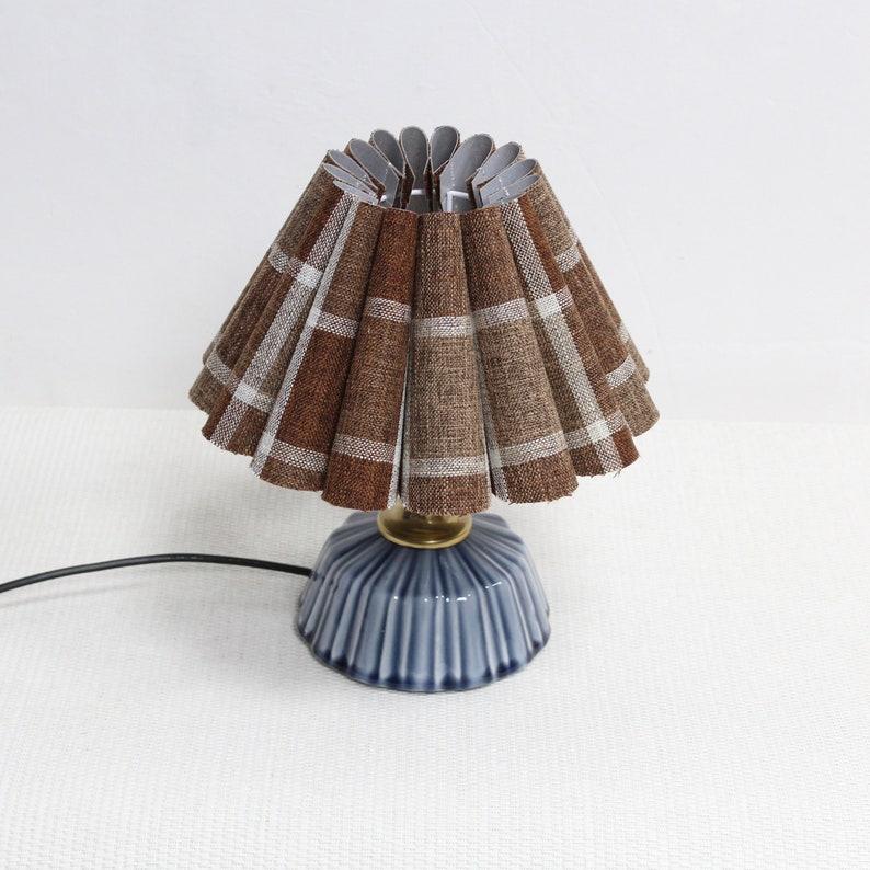 Duzy handmade brown plaid and acrylic with ceramic lamp for home decor-87, 110-240V/50-60Hz, Using Worldwide image 3