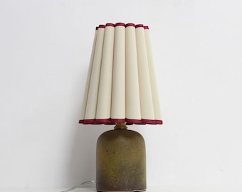 Handmade Khaki Fabric Lamp with Burgundy Trim-9#