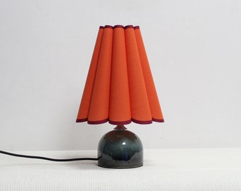Duzy handmade orange fabric with dark green base table lamp for home decor-110#, 110-240V/50-60Hz, Using Worldwide