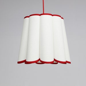 Duzy custom handmade white fabric with red trim and acrylic hanging light for home decor，110-240V/50-60Hz