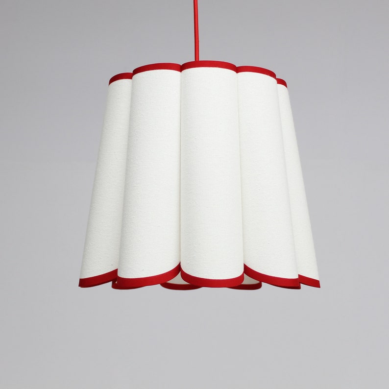 Handmade Fabric Pendant Light with Trim