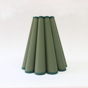 Handmade Scallop Olive Green Lampshade: Fabric & Acrylic Decor