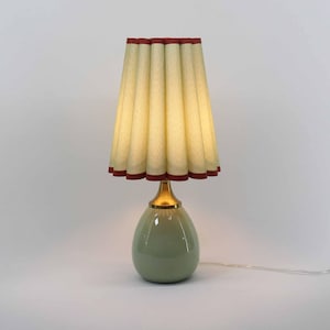 Handmade light matcha fabric and ceramic base lamp for home decor-133#