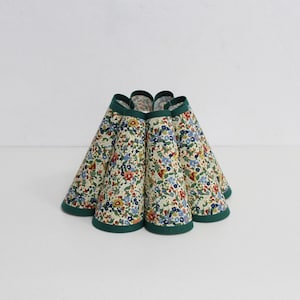 Handmade Floral Fabric Lampshade with Green Trim-115#