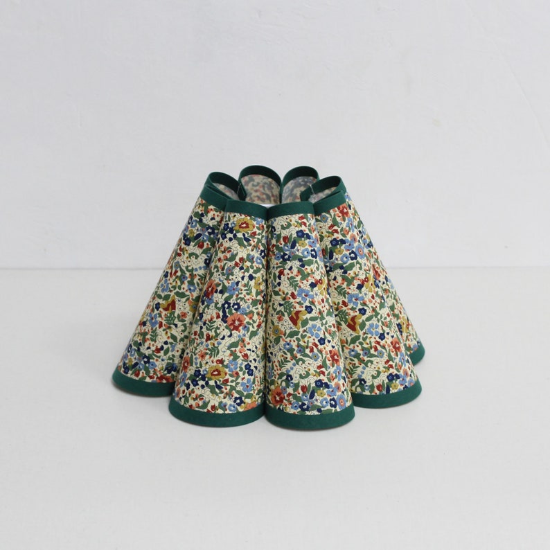 Handmade Floral Fabric Lampshade with Green Trim - Thumbnail 3