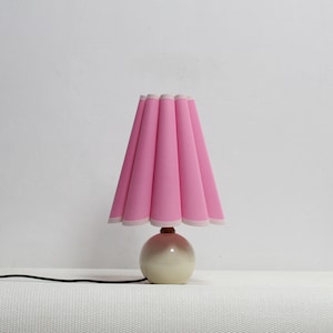 Duzy handmade scallop shape pink fabric and ceramic base table lamp-20#, 110-240V/50-60Hz