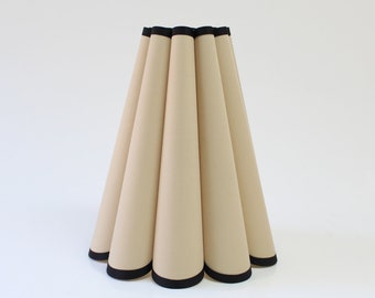 Duzy handmade khaki  with black trim fabric and pleated lampshade for home decor-9#, 110-240V / 50-60Hz