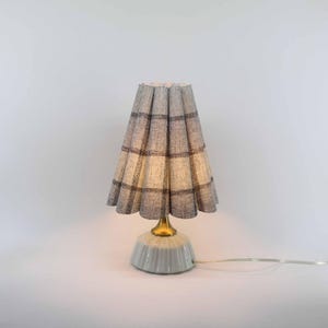 Handmade Blue Plaid Fabric Table Lamp with Ceramic Base-104#