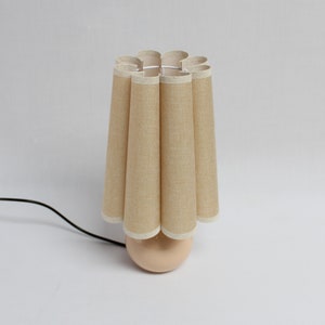 Handmade Duzy Cotton Linen Lampshade With Brown Trim Ceramic Base | Khaki/Dark Green main image 1