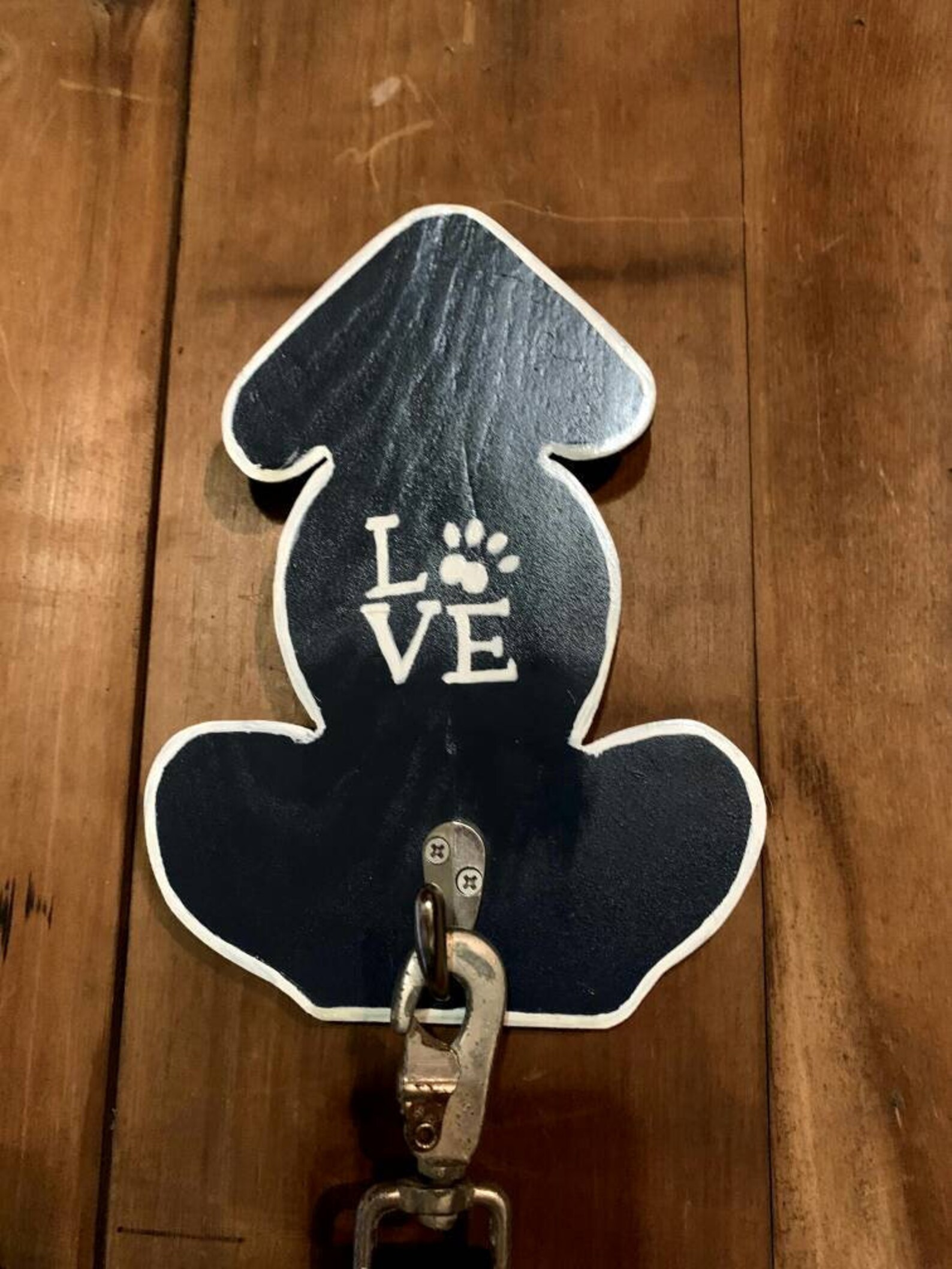 Pet Dog leash hanger pet wall decor with painted on paw Etsy