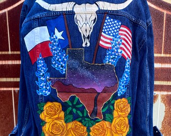 Custom Hand-painted Denim Jacket - Etsy