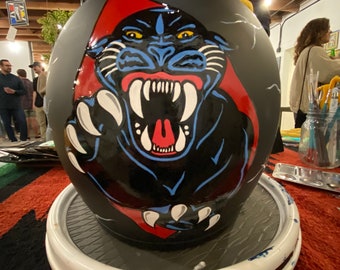 Hand Painted Black Panther Lightning Bolt Biltwell Bonanza Helmet Size M