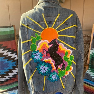 Cosmic Rider Hand-Painted Vintage Denim Jacket