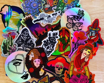 Hand-Drawn Holographic Vinyl Stickers