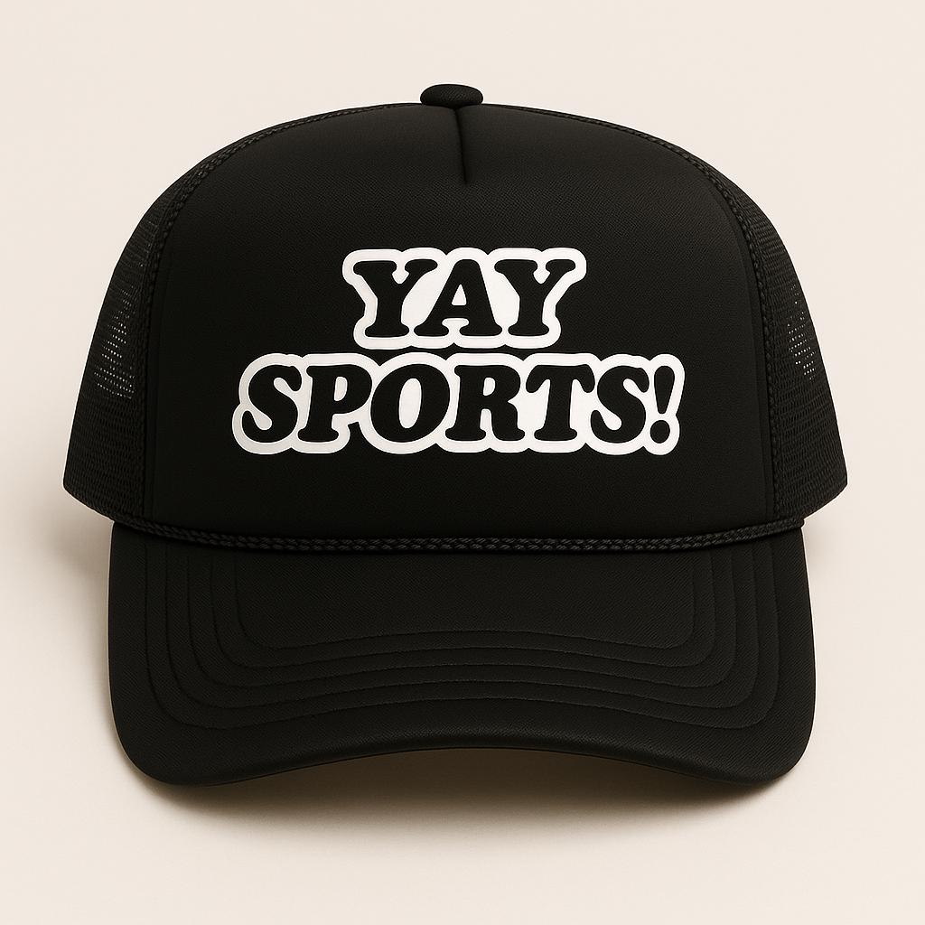 Yay, Sports Black and White Trucker Hat Yay Sports Trucker Hat | Groovy main image 2