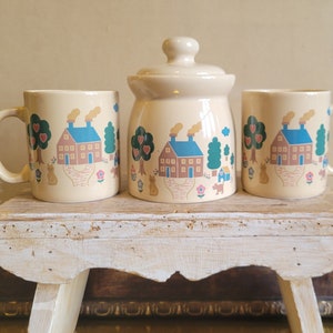 1980's Vintage Coffee Mug and Sugar Bowl Set, Cottage Core Coffee Set, Cute House Warming Gift for the Coffee Lover, Cottage Home