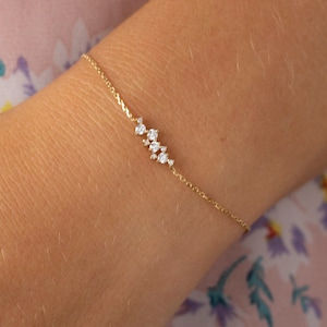 Diamond Cluster Bracelet in 14K Solid Gold / 0.16 CTW