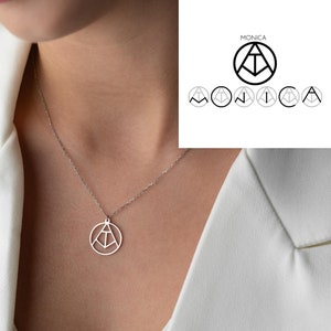 One of a Kind Gift for Her, Christmas Gift for Her, Unique Name Necklace, Personalized Name Logo Necklace, Gift for Wife, Handmade Necklace
