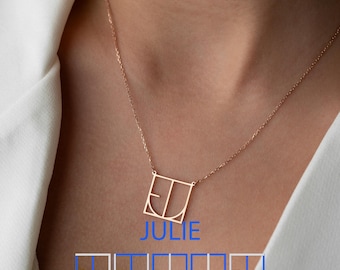 Christmas Gift for Her, Unique Name Necklace, Personalized Name Logo Necklace, Gift for Wife, Initials Logo Necklace, One of a Kind Gift