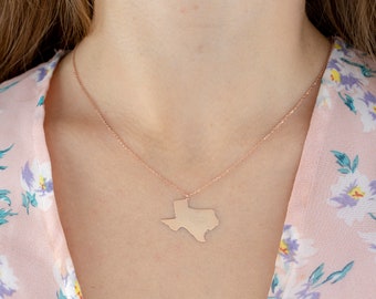 Texas Necklace, Texas State Necklace, Map Necklace, State Necklace, Minimalist Necklace, Texas, Texas Star, Texas Engraved