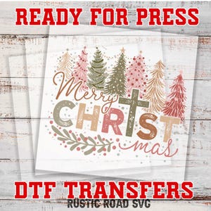 Merry Christmas DTF Transfer, Christmas Iron On Transfer, Warm Peel Direct to Film Transfer