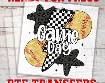 Transferencia de softbol DTF, transferencia de día de juego de softbol, transferencia de plancha DTF, hoja de equipo DTF