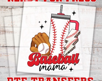 Baseball DTF Transfers, Baseball Mama Transfer, DTF Iron on Transfer, DTF Gang Sheet