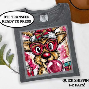 Reindeer Christmas Transfer, Christmas DTF, DTF Transfer Ready to Press, Christmas Iron On Transfer