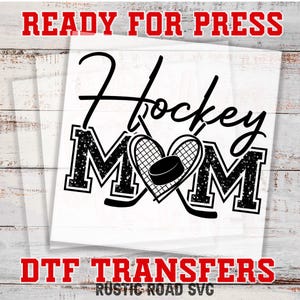 Transferts hockey DTF, transfert Hockey Mom, transfert fer à repasser DTF, feuille de gang DTF