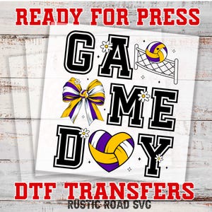 Transferts volley-ball DTF, transfert Volley-ball Gameday, transfert fer à repasser DTF, feuille de gang DTF