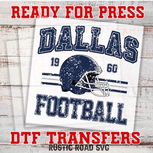 Retro Dallas Football DTF Transfers, Vintage Football Shirt Transfer, Football Gameday Transfer, DTF Iron on Transfer, DTF Gang Sheet