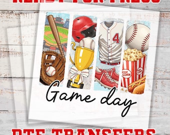 Baseball DTF Transfers, Baseball Game Day Transfer, DTF Iron on Transfer, DTF Gang Sheet
