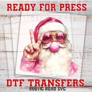Christmas DTF, Santa Retro DTF, Christmas Iron On Transfer, Warm Peel Direct to Film Transfer