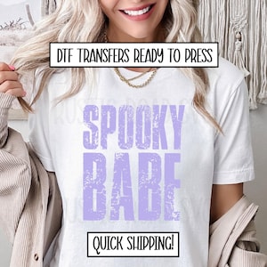 不気味なベイブのハロウィンDTF、ハロウィンシャツ転写、ウォームピール直接フィルム転写