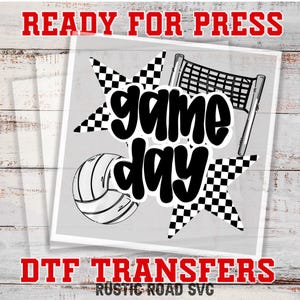 Transferts volley-ball DTF, transfert Volley-ball Gameday, transfert fer à repasser DTF, feuille de gang DTF