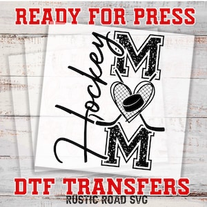 Transferts hockey DTF, transfert Hockey Mom, transfert fer à repasser DTF, feuille de gang DTF