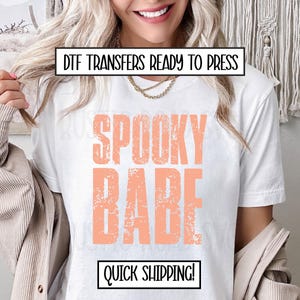 不気味なベイブのハロウィンDTF、ハロウィンシャツ転写、ウォームピール直接フィルム転写