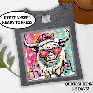 Cow Christmas Shirt Transfer, Christmas DTF, DTF Transfer Ready to Press, Christmas Iron On Transfer